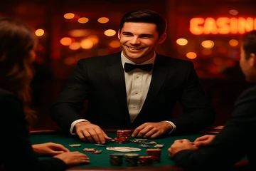 স্বর্ণালি কয়েন ও রুলেট-চালিত ক্যাসিনোর গতিময় দৃশ্য